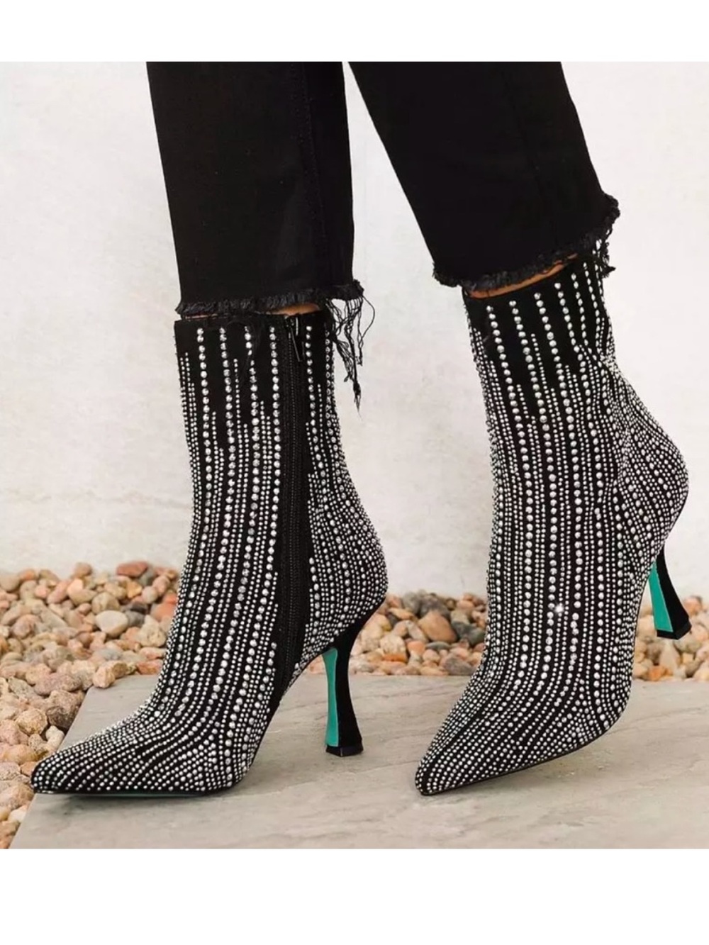 Betsey Johnson Juelz Rhinestone Pointed Toe Ankle Boots